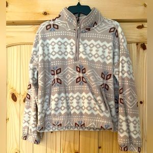 Boho style cropped fleece sweatshirt